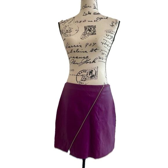 BarIII Mini Skirt Purple Croc Embossed Faux Leather Zip Detail  Sz L Aesthetic - Picture 8 of 16